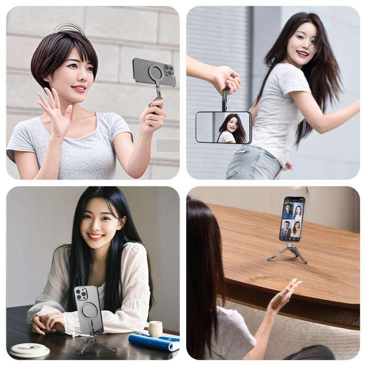 Foldable MagSafe Magnet Tripod Desk Phone Mount Handle Bracket, Desk Phone Mount