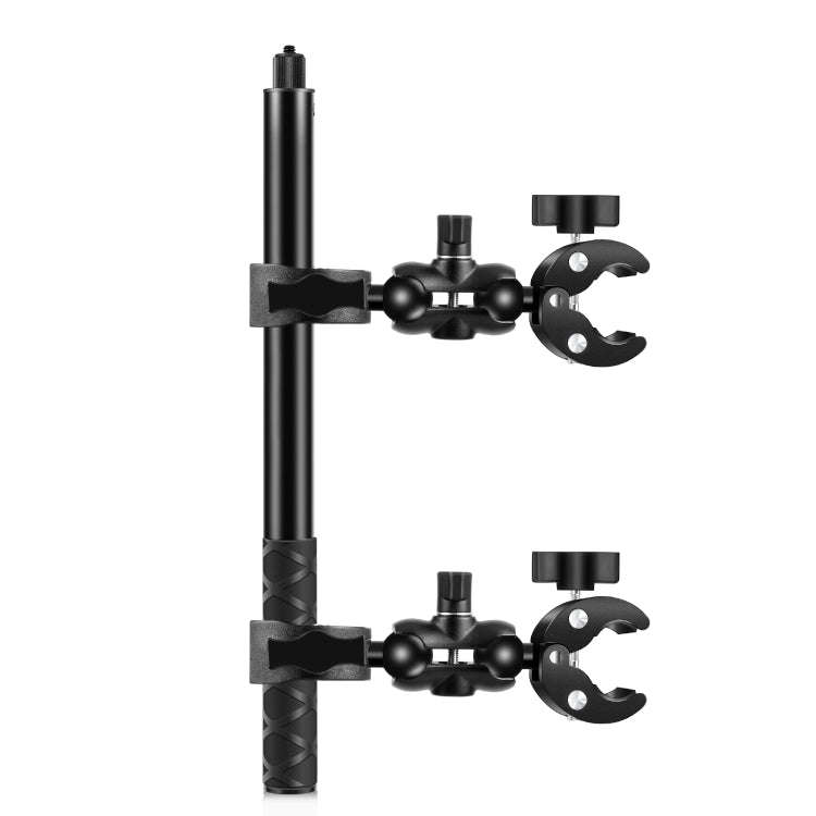 PULUZ Motorcycle Double Dual-heads Crabs Clamps Handlebar Fixed Mount 150cm Selfie Stick, Double ...