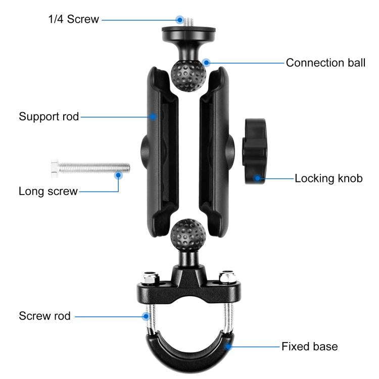 PULUZ Motorcycle Handlebar Fixed Mount U-Bolt Base Holder for DJI, Insta360, GoPro and Other Acti...