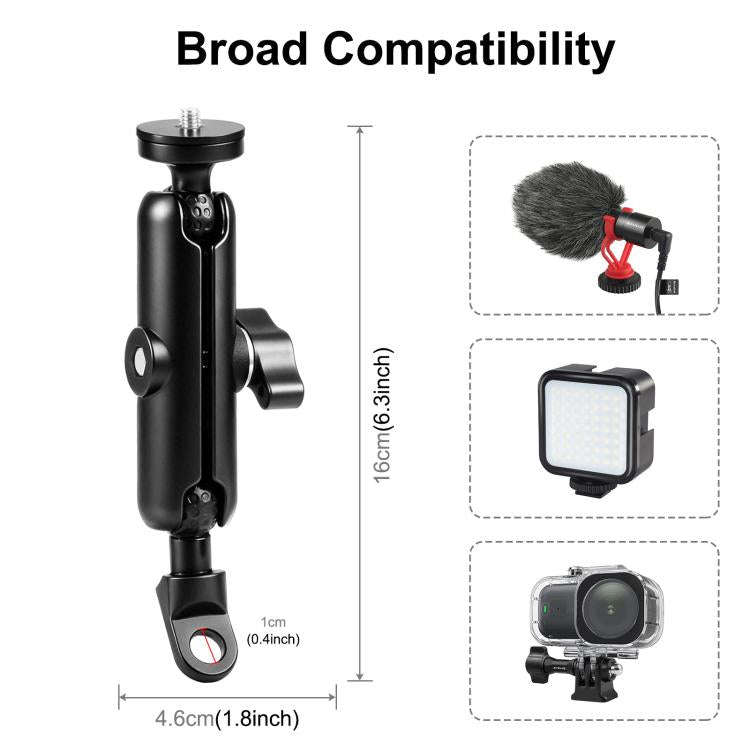 PULUZ Motorcycle Holder Mirror Base Hole Fixed Mount for DJI, Insta360, GoPro and Other Action Ca...