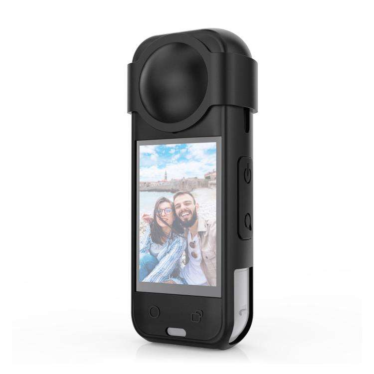 For Insta360 X5 PULUZ Silicone Protective Case with Lens Cover, Silicone Case with Lens Cover (Bl...
