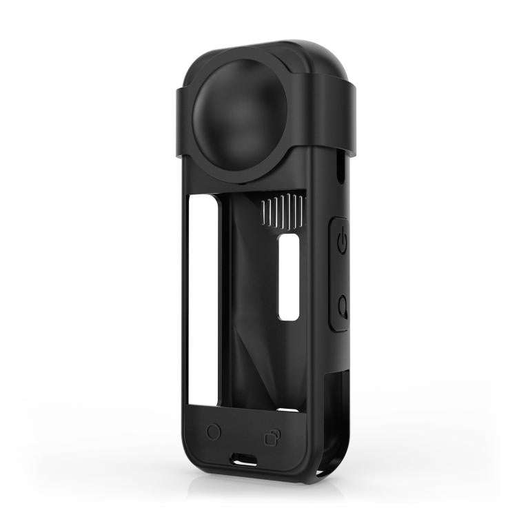 For Insta360 X5 PULUZ Silicone Protective Case with Lens Cover, Silicone Case with Lens Cover (Bl...