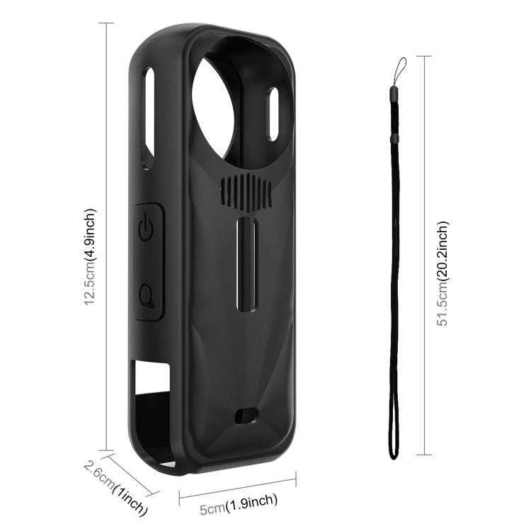 For Insta360 X5 PULUZ Silicone Protective Case with Lens Cover, Silicone Case with Lens Cover (Bl...