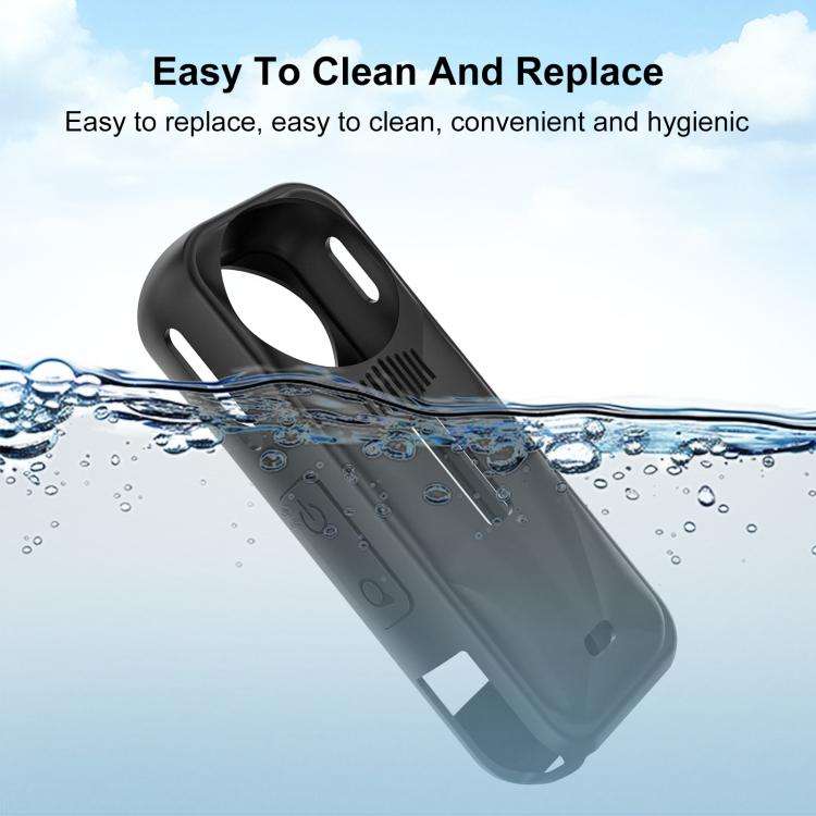 For Insta360 X5 PULUZ Silicone Protective Case with Lens Cover, Silicone Case with Lens Cover (Bl...