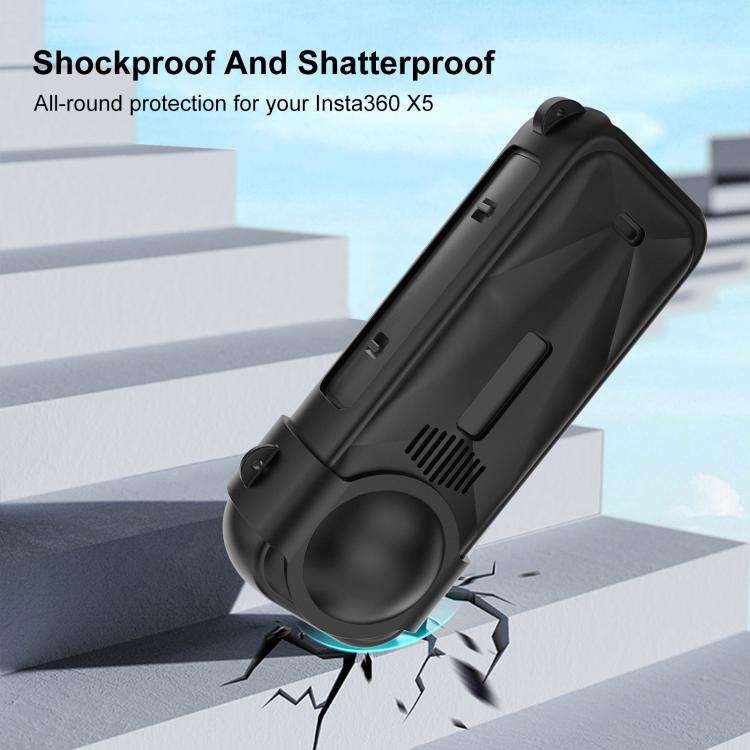 For Insta360 X5 PULUZ Silicone Protective Case with Lens Cover, Silicone Case with Lens Cover (Bl...