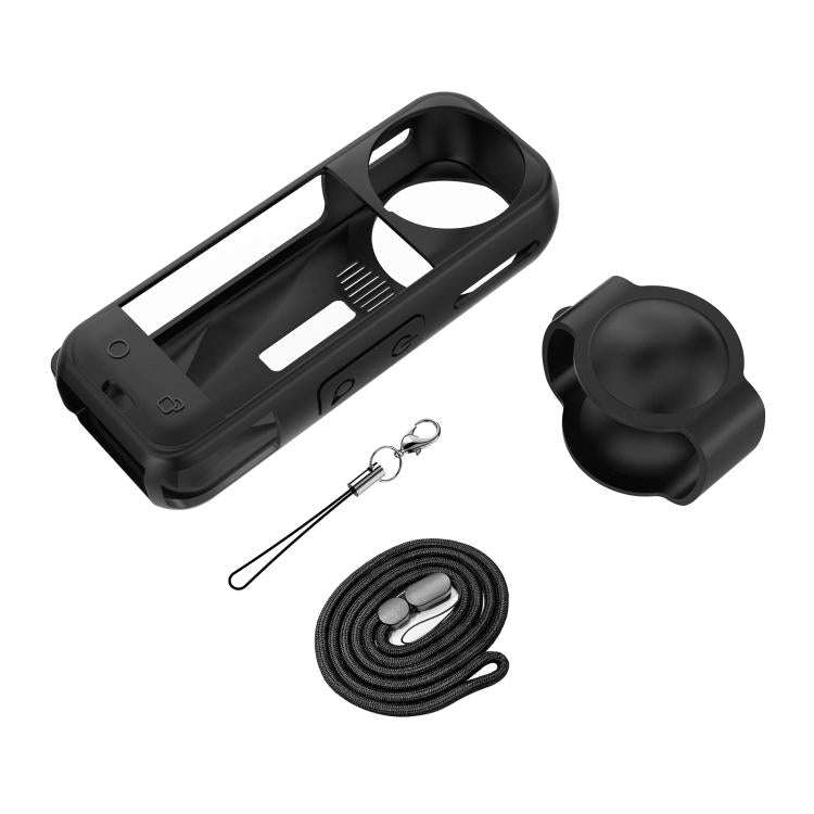 For Insta360 X5 PULUZ Silicone Protective Case with Lens Cover, Silicone Case with Lens Cover (Bl...