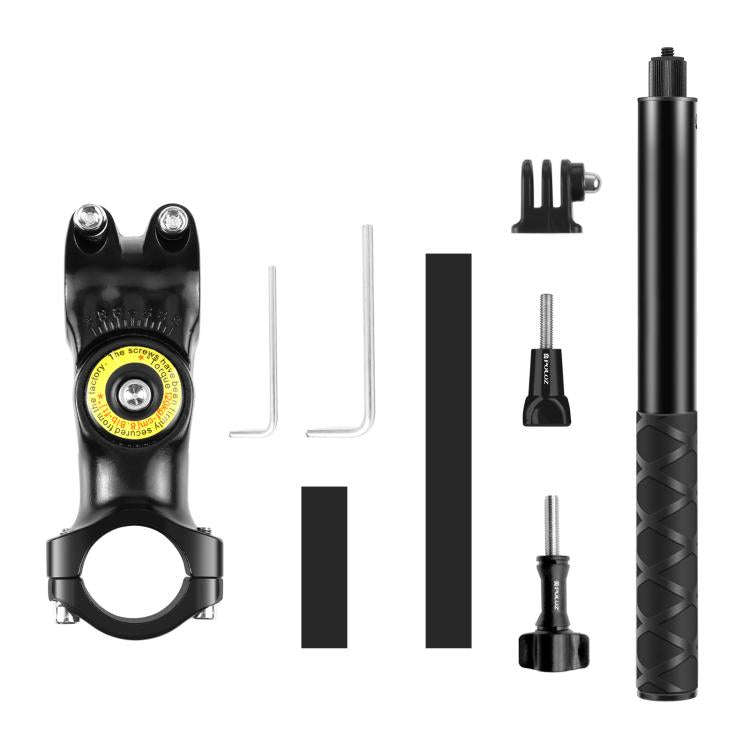 PULUZ Motorcycle Bicycle Handlebar Fixture Mount Camera Bracket Adapter with Monopod Stand, Motor...