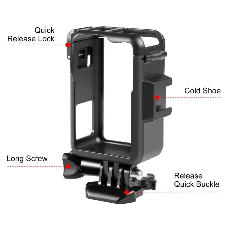 For DJI Osmo Action 4 / 3 PULUZ Vertical Plastic Protective Frame Cage with Cold Shoes, For DJI O...