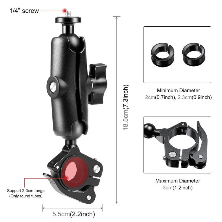PULUZ Motorcycle O-Clip Quick Release Clamp Handlebar Fixed Mount Holder for DJI, Insta360, GoPro...