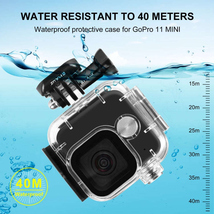For GoPro Hero11 Mini Black PULUZ 40m Waterproof Housing Protective Case with Buckle Basic Mount ...