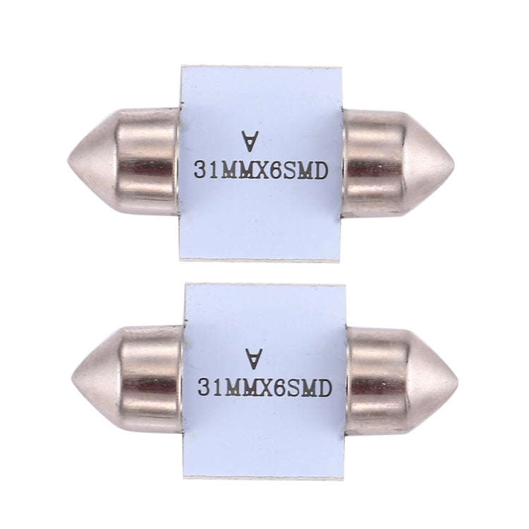 2 PCS 31mm Super White 6 LED Car Bulb Reading Light, 31mm