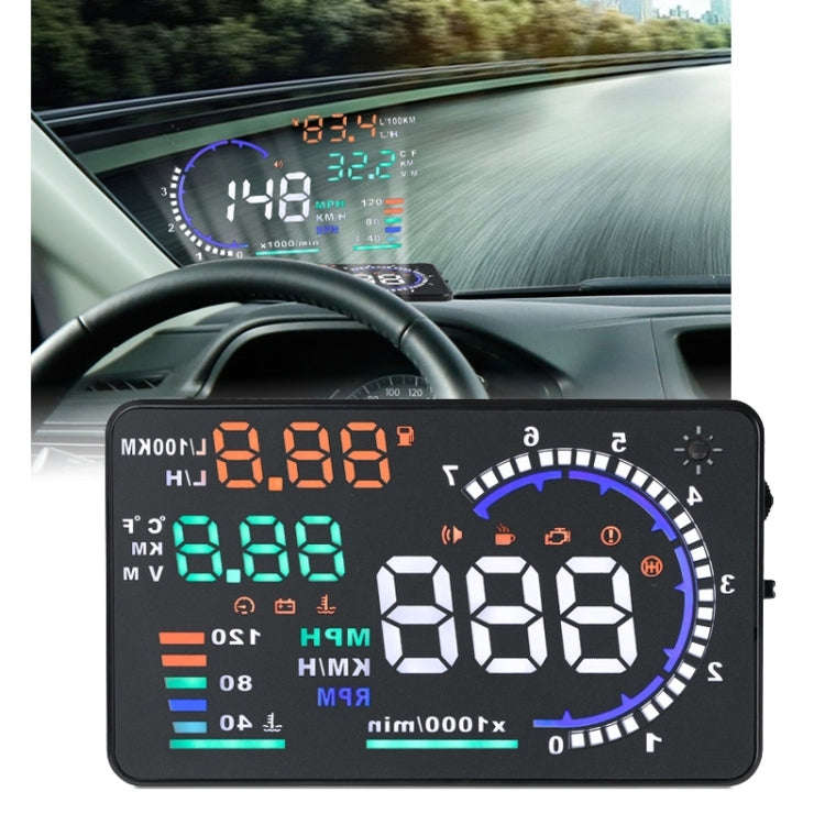 A8 5.5 inch Car OBDII HUD Warning System Vehicle-mounted Head Up Display Projector with LED, Supp...