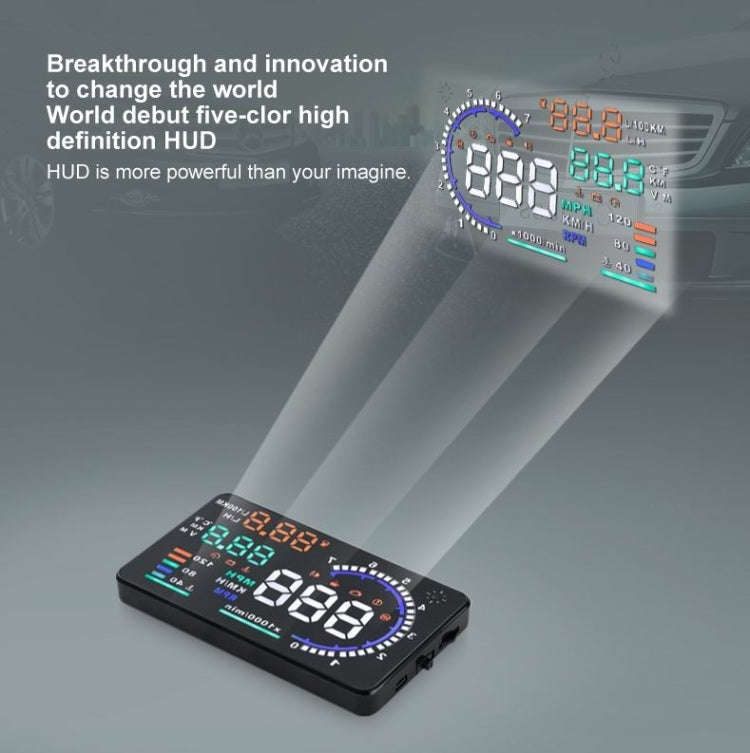 A8 5.5 inch Car OBDII HUD Warning System Vehicle-mounted Head Up Display Projector with LED, Supp...
