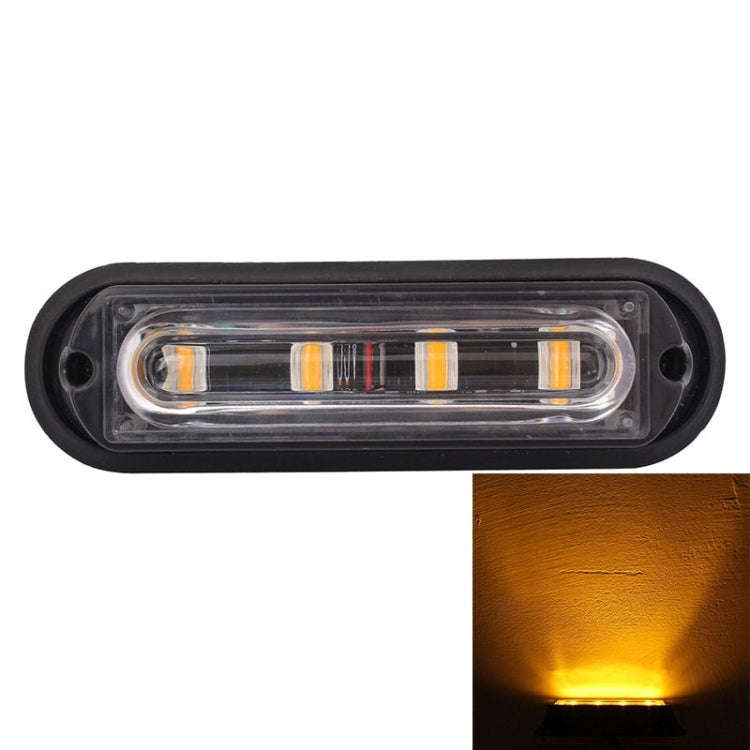 12W 720LM 4-LED 18 Flash Patterns Car Strobe Emergency Warning Light Lamp, DC 12V, 4-LED Yellow L...