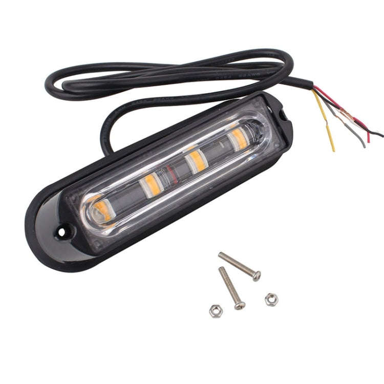 12W 720LM 4-LED 18 Flash Patterns Car Strobe Emergency Warning Light Lamp, DC 12V, 4-LED Yellow L...