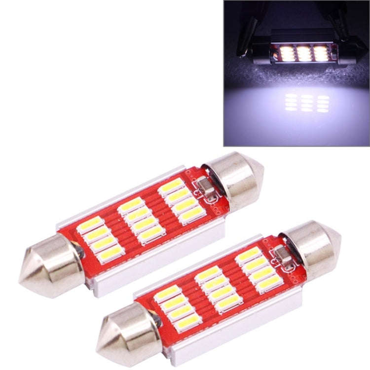 2 PCS 39mm 3.5W 180LM White Light 12 LED SMD 4014 CANBUS License Plate Reading Lights Car Light B...