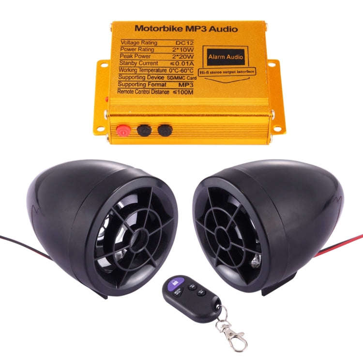 Motorcycle Anti-theft Digital MP3 with 3.0 inch Speaker, FM Radio & Remote Control, Support SD Ca...