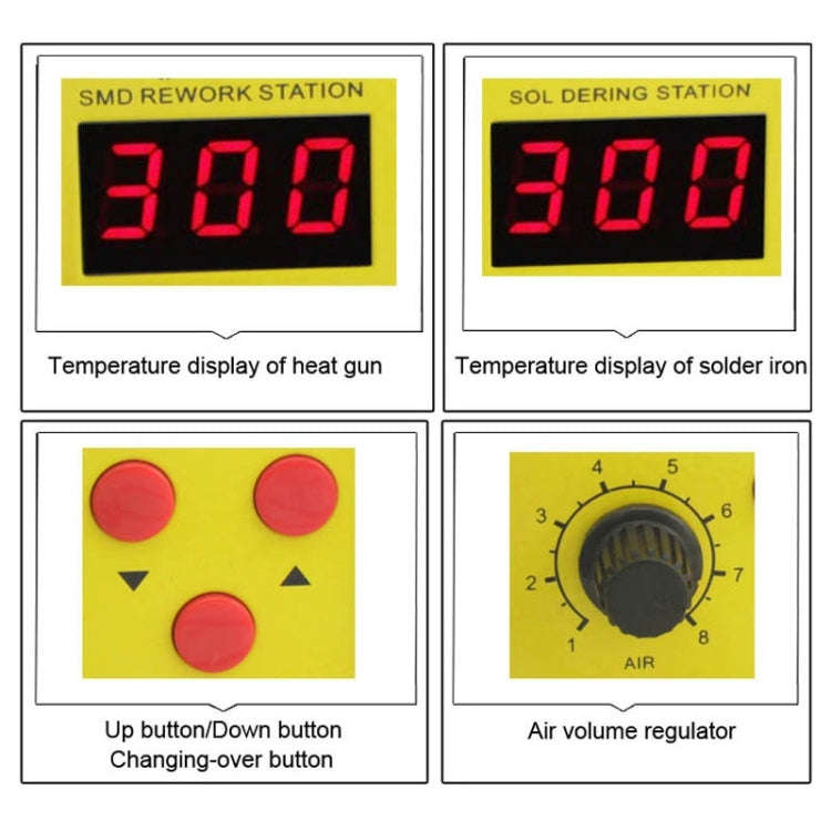 BEST BST-898D 2 in 1 AC 220V 720W LED Displayer Helical Wind Adjustable Temperature Unleaded Hot ...