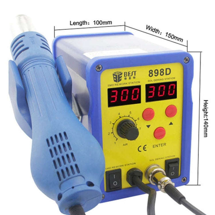 BEST BST-898D 2 in 1 AC 220V 720W LED Displayer Helical Wind Adjustable Temperature Unleaded Hot ...