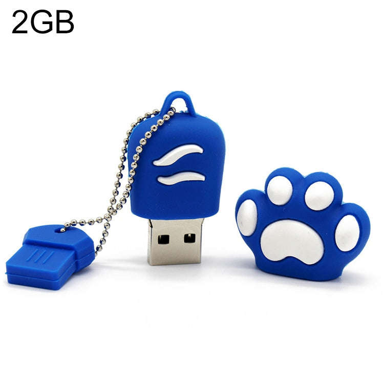 2GB Bear Paw Shaped Silicone USB 2.0 Flash Disk with Anti Dust Cup, 2GB (Blue)