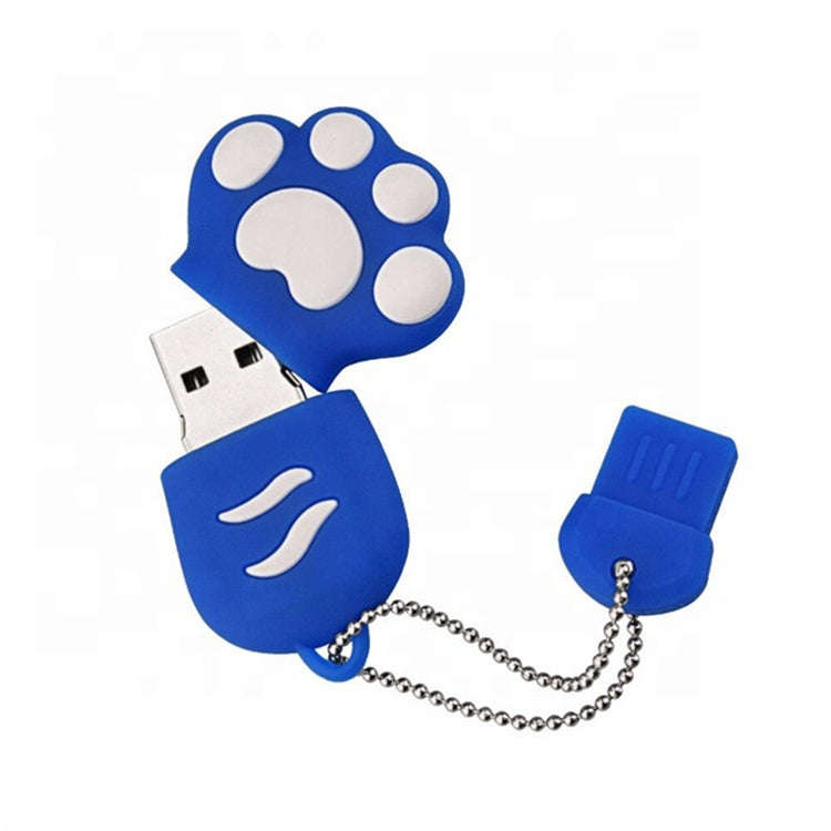 2GB Bear Paw Shaped Silicone USB 2.0 Flash Disk with Anti Dust Cup, 2GB (Blue)