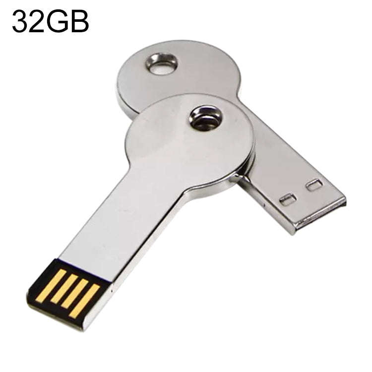 Silver Metal Key Style USB 2.0 Flash Disk (32GB)(Silver), 32GB