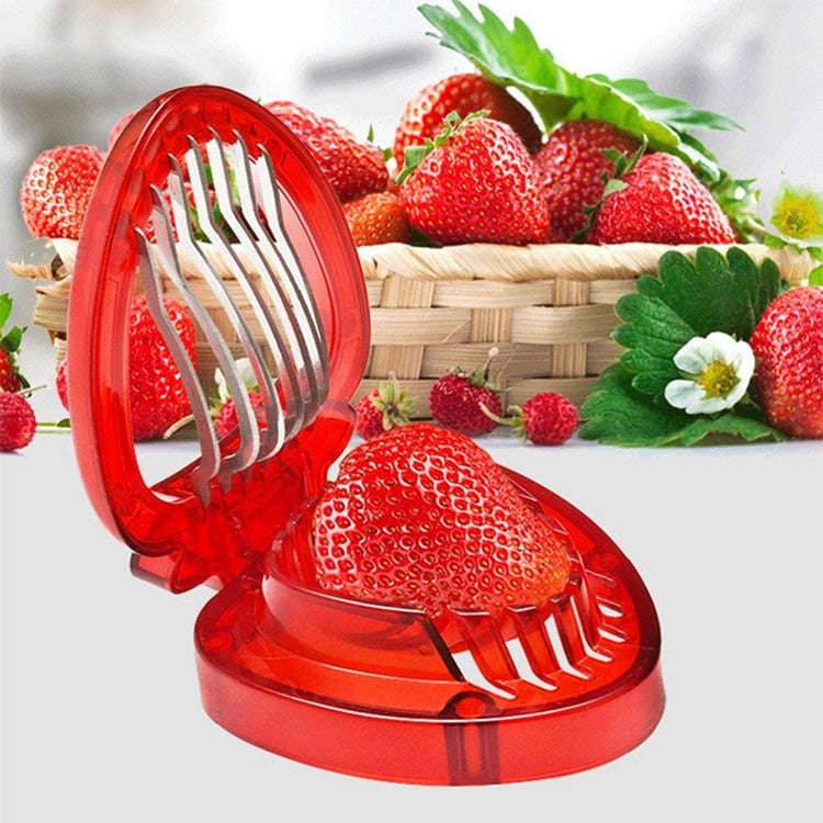 Kitchen Tool Plastic Strawberry Slicer Fruit Knife with Stainless Steel Blade, Strawberry Slicer
