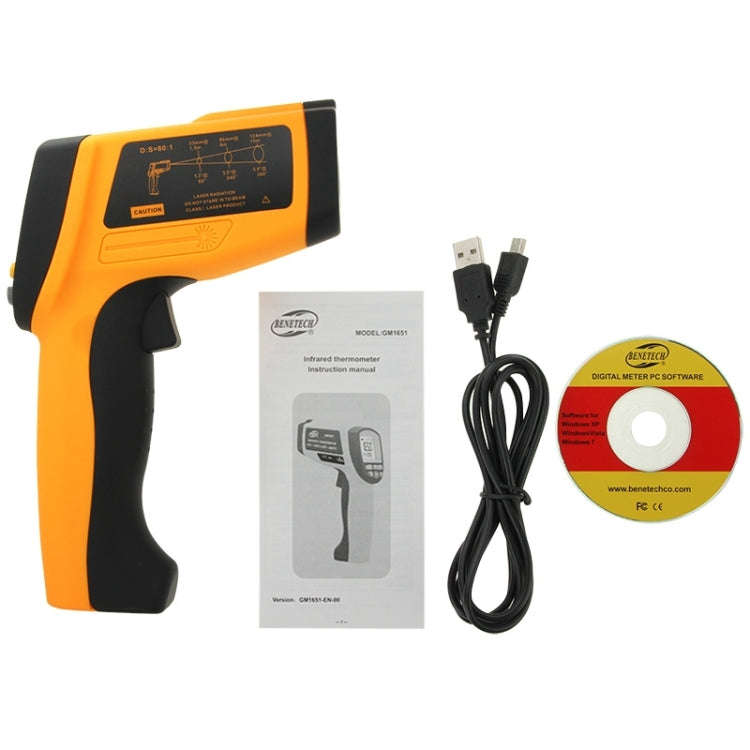 BENETECH GM1651 USB Digital Display Temperature Gun Handheld Infrared IR Thermometer, Measure Ran...