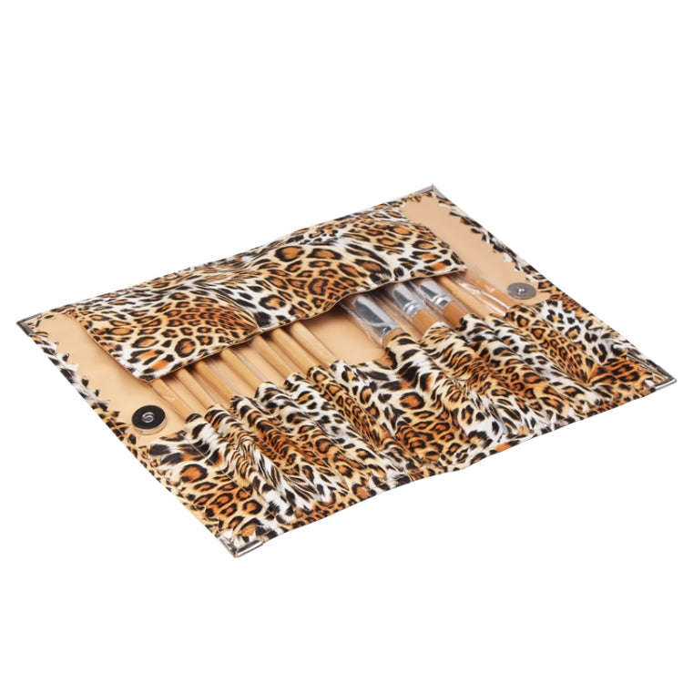 Foldable Trendy Panther Patterned Cosmetic Brush Case Bag Kit Set for Ladies / 12pcs Brushes Faci...