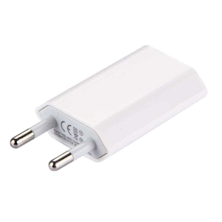 5V / 1A Single USB Port Charger Travel Charger, EU Plug, EU Plug White