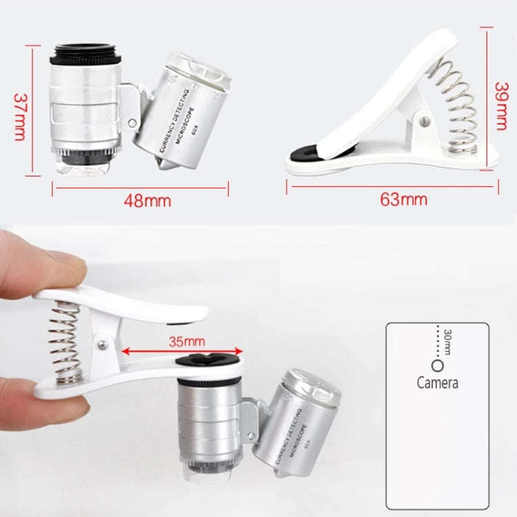 Universal Clip-type LED phone 60X Microscope / Micro Lens