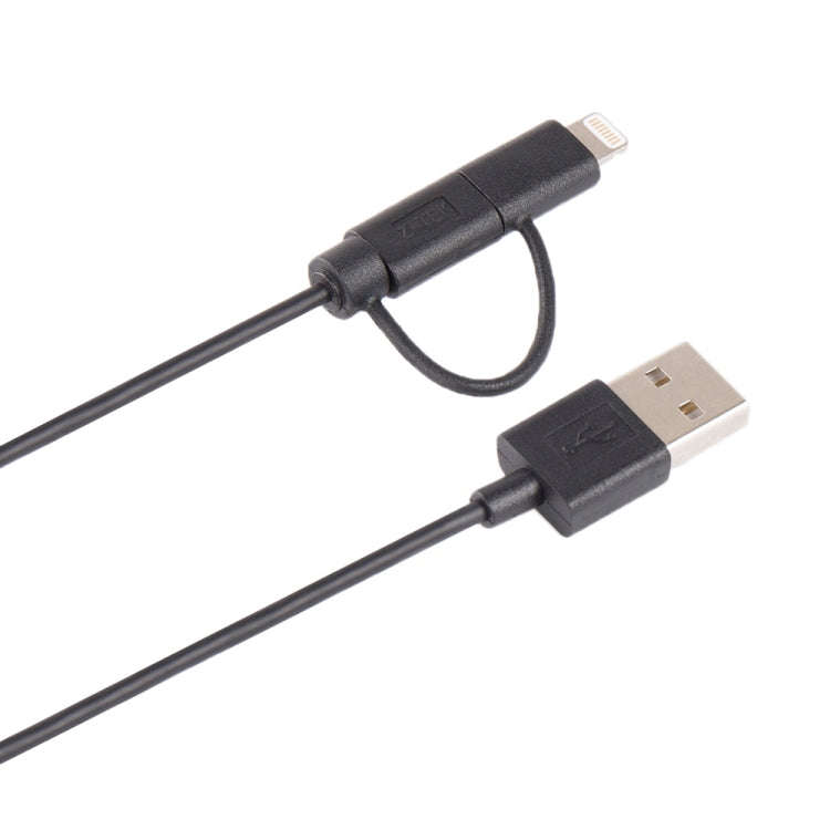 1m MFI 2 in 1 8 pin + Micro USB 2.0 Male to USB Data Sync Charging Cable