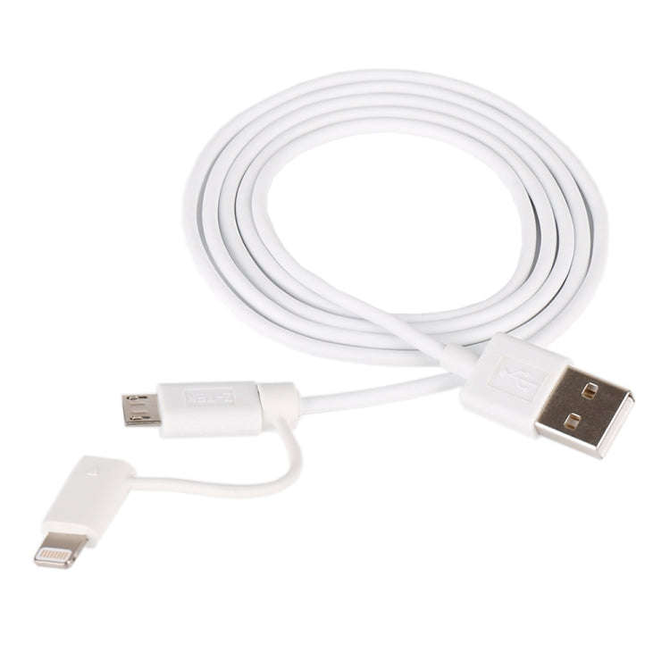1m MFI 2 in 1 8 pin + Micro USB 2.0 Male to USB Data Sync Charging Cable