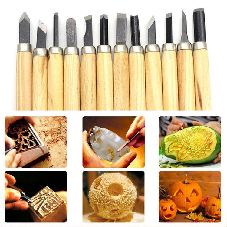 12 PCS / Set Assorted Wood Carving Tools Set with Stainless Steel Blade and Wood Handle, 12 PCS /...