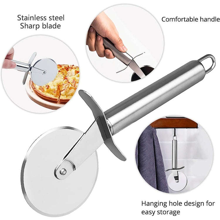 LsCook Stainless Steel Round Pizza Cutter Knife, Sigle Wheel