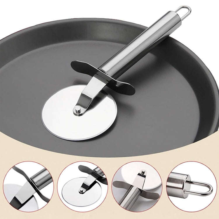 LsCook Stainless Steel Round Pizza Cutter Knife, Sigle Wheel