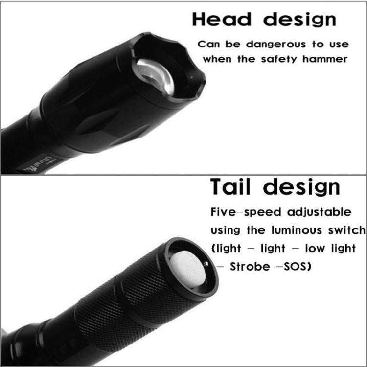 LT-XD White Light LED Flashlight 1800 LM 5-Modes(Black)