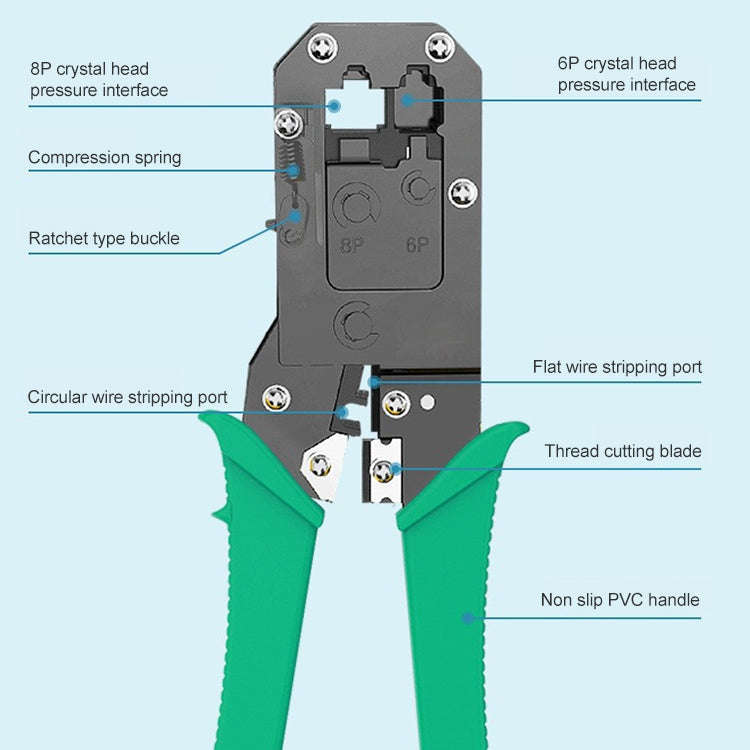 8P8C Handle Networking Crimper Pliers Tool, 8P8C/6P6C/4P4C/RJ11/RJ45/RJ12 Crimping Tool
