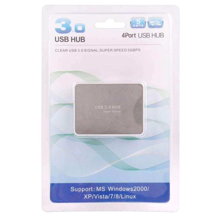 CR-H302 Mirror Surface 4 Ports USB 3.0 Super Speed 5Gbps HUB + 60cm USB 3.0 Transmission Cable, H...