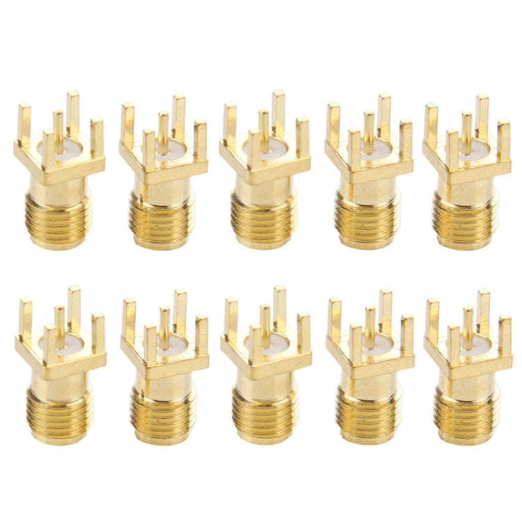 10 PCS Gold Plated SMA Female Panel Mount PCB Square Equally RF Connector Adapter, SMA Female