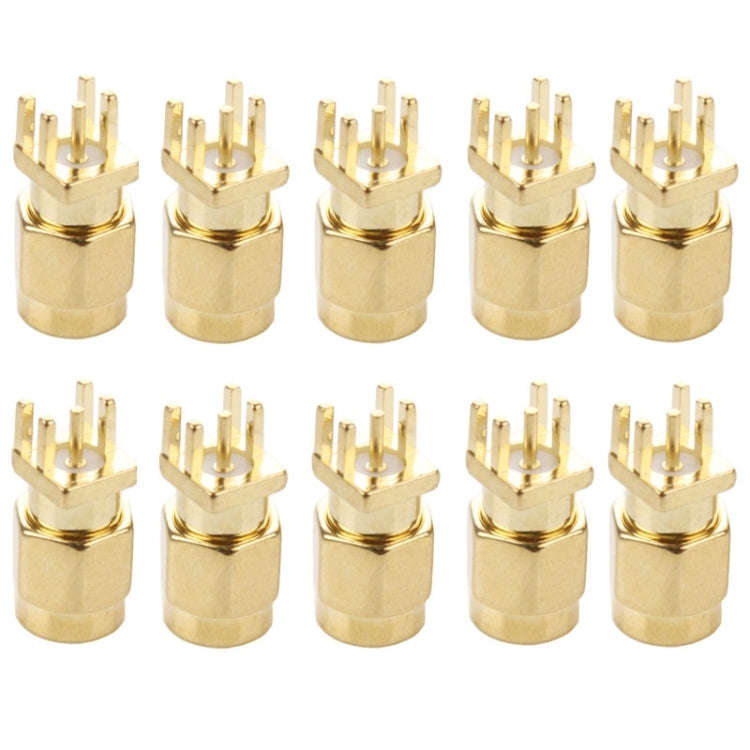 10 PCS Gold Plated SMA Male Jack Socket PCB Edge Mount Solder 0.62 inch RF Connector Adapter, SMA...