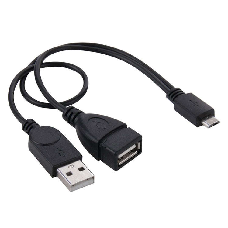 Micro USB to USB 2.0 Male & USB 2.0 Female Host OTG Converter Adapter Cable, Length: About 30cm, ...