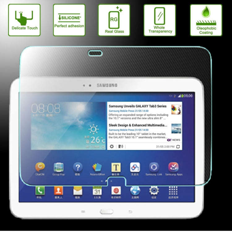 0.4mm 9H+ Surface Hardness 2.5D Explosion-proof Tempered Glass Film for Galaxy Tab 3 10.1 / P5200...