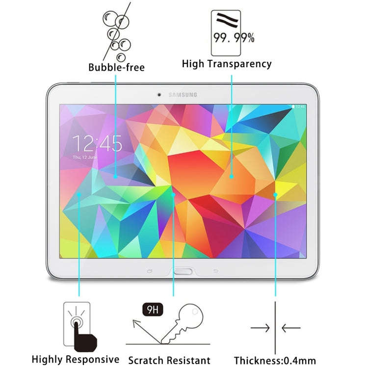0.4mm 9H+ Surface Hardness 2.5D Explosion-proof Tempered Glass Film for Galaxy Tab 4 10.1 / T530 ...