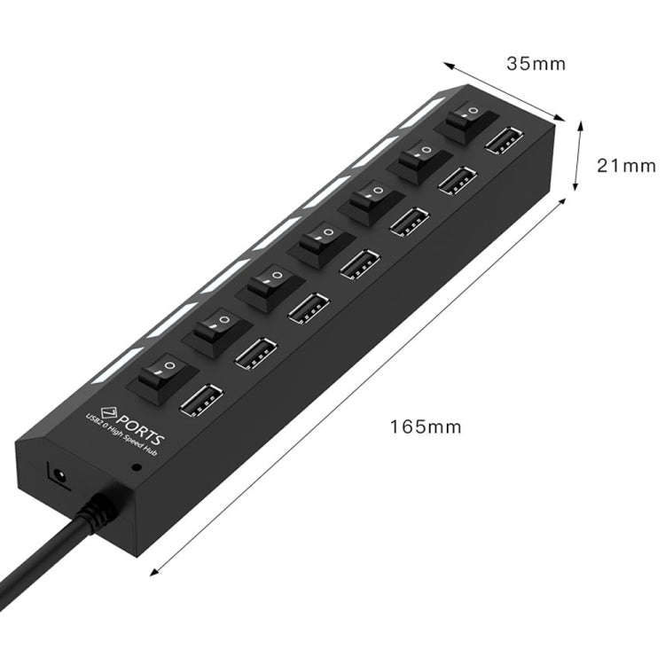 7 Ports USB Hub 2.0 USB Splitter High Speed 480Mbps with ON/OFF Switch / 7 LEDs, 7 Ports (White),...