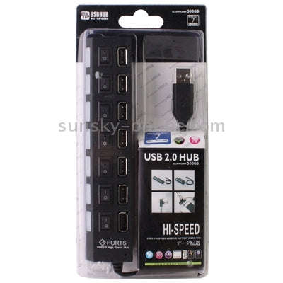 7 Ports USB Hub 2.0 USB Splitter High Speed 480Mbps with ON/OFF Switch / 7 LEDs, 7 Ports (White),...