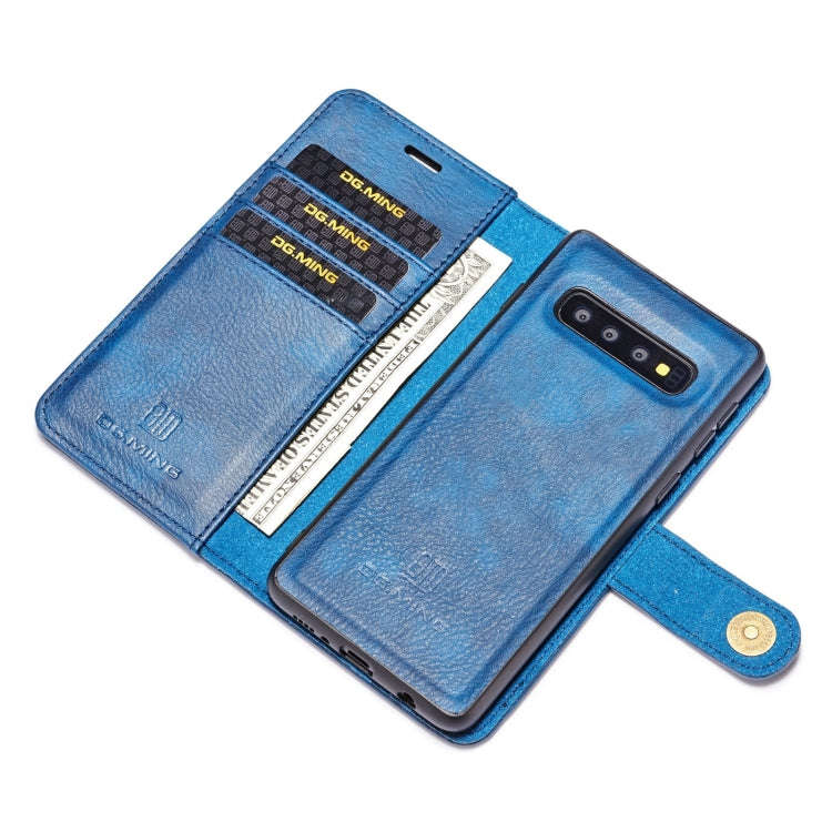 DG.MING Crazy Horse Texture Flip Detachable Magnetic Leather Case for Samsung Galaxy S10 Plus, wi...