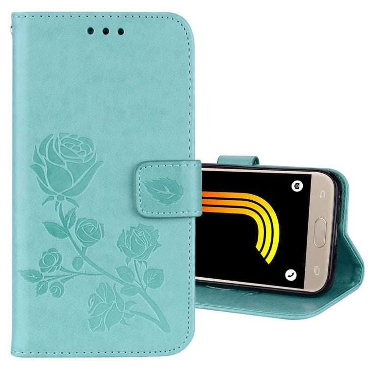 For Galaxy J3 (2017) / J330 (EU Version) Roses Pressed Flower Pattern Horizontal Flip Leather Cas...