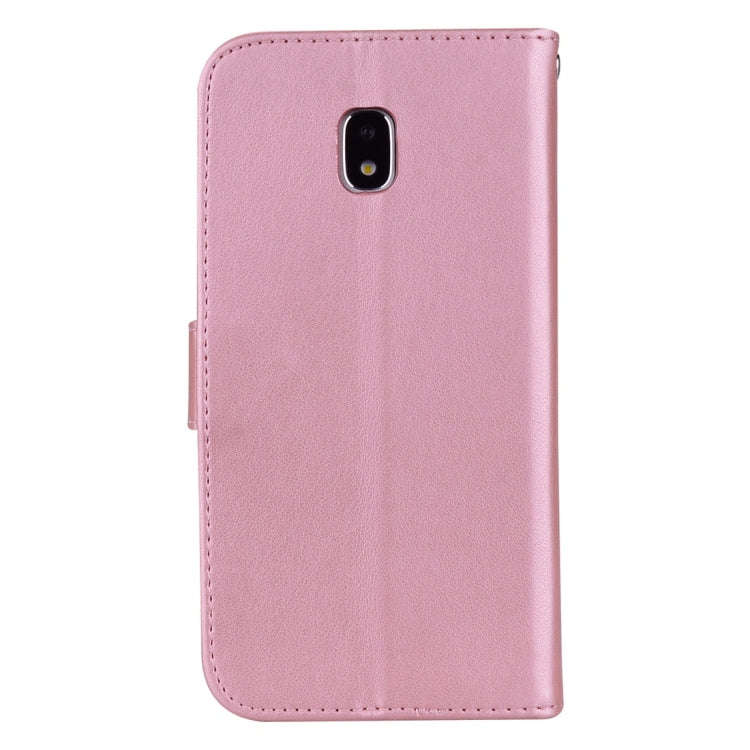 For Galaxy J3 (2017) / J330 (EU Version) Roses Pressed Flower Pattern Horizontal Flip Leather Cas...