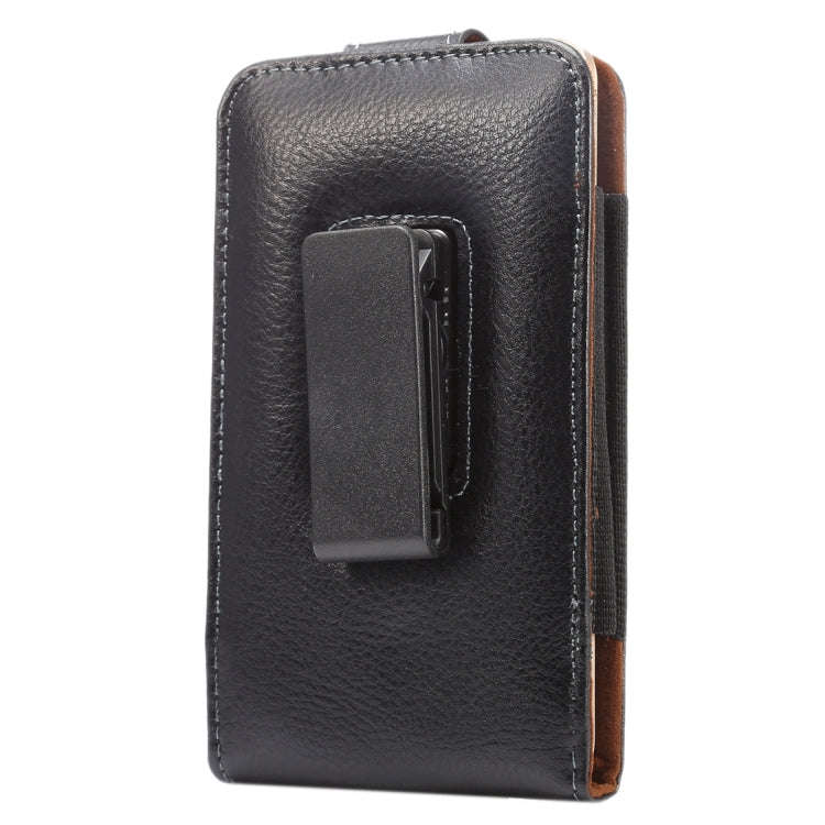 5.5 inch Litchi Texture Vertical Flip Upright Genuine Leather Case / Waist Bag with Rotatable Bac...